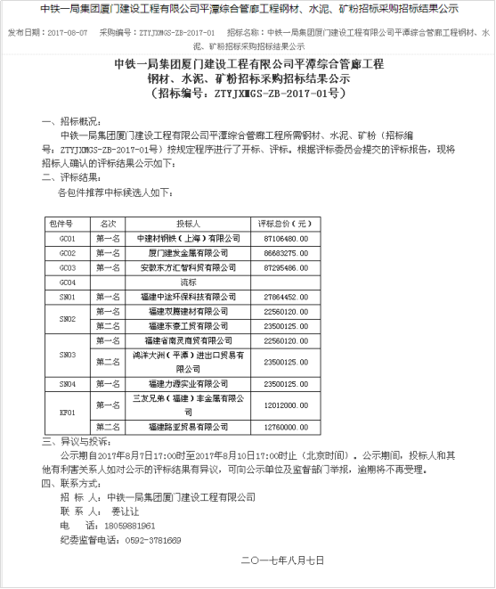 安徽東方匯智科貿(mào)有限公司中標福建平潭綜綜合管廊項目